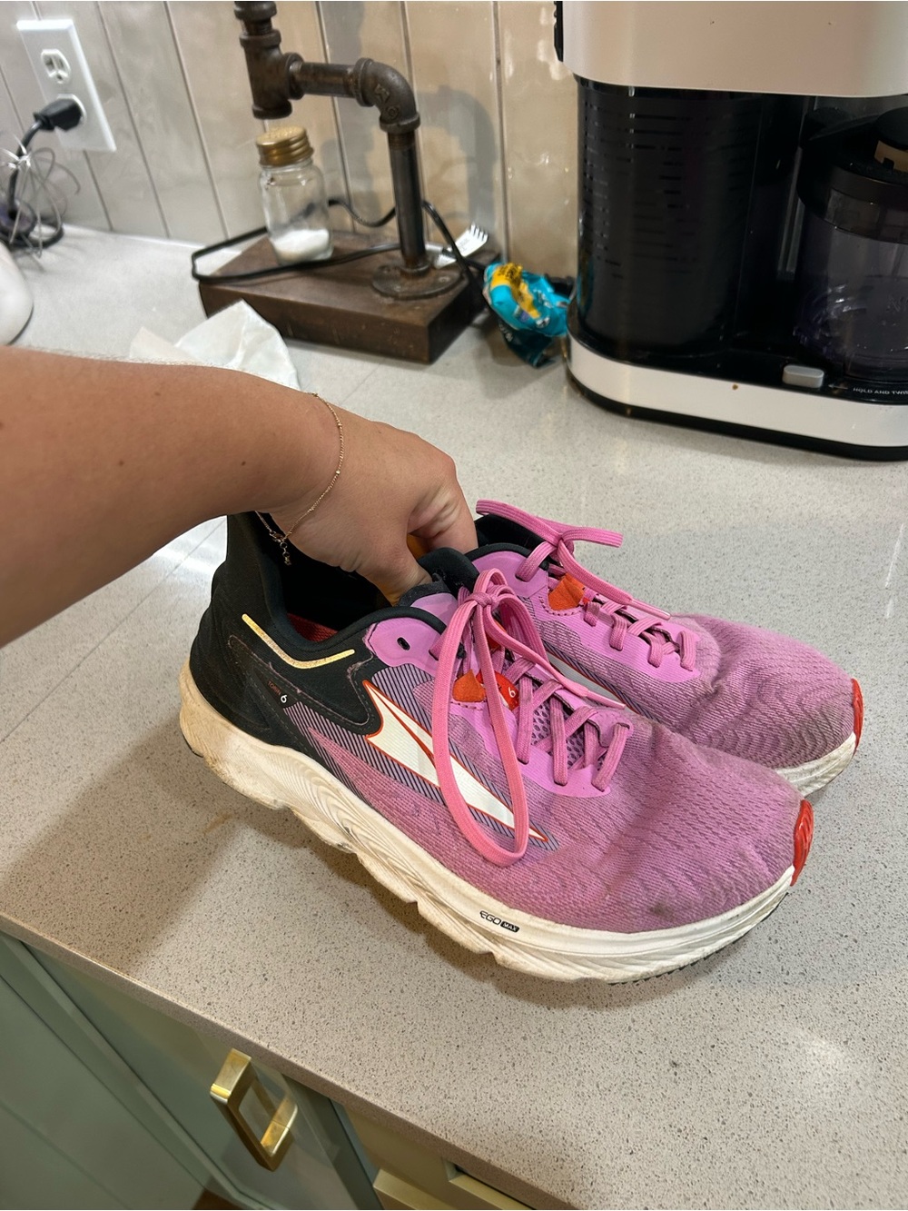 Nike Women’s Pink and Black Running Sneakers with White Accents
